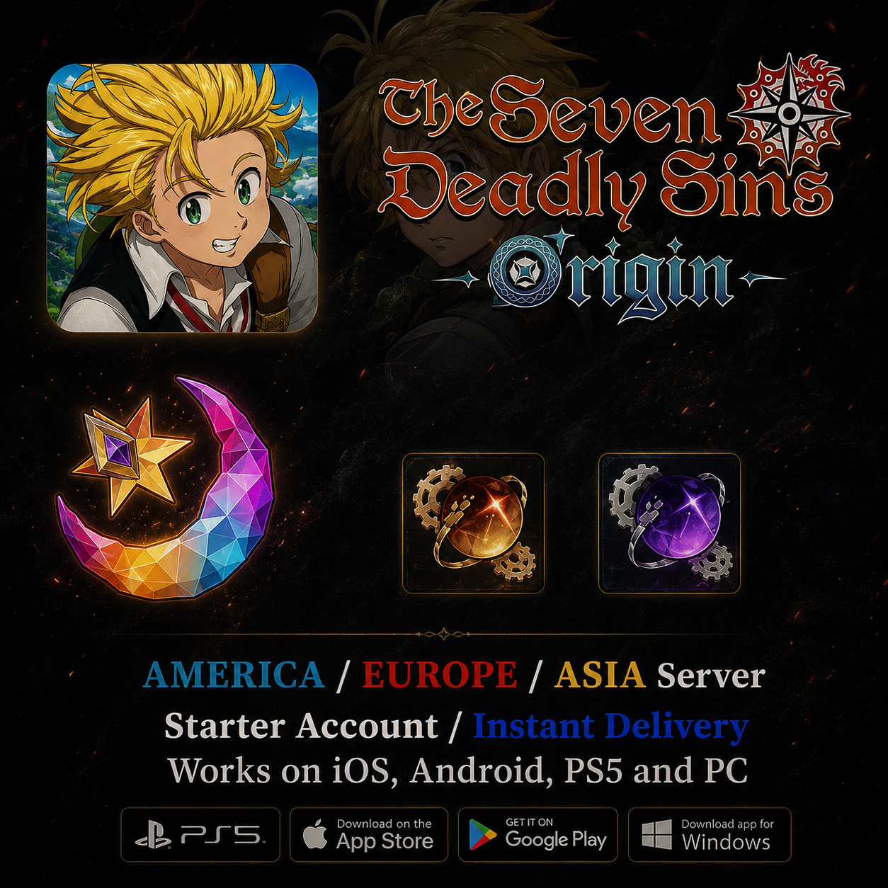 The Seven Deadly Sins: Origin Starter Account with Star Memory